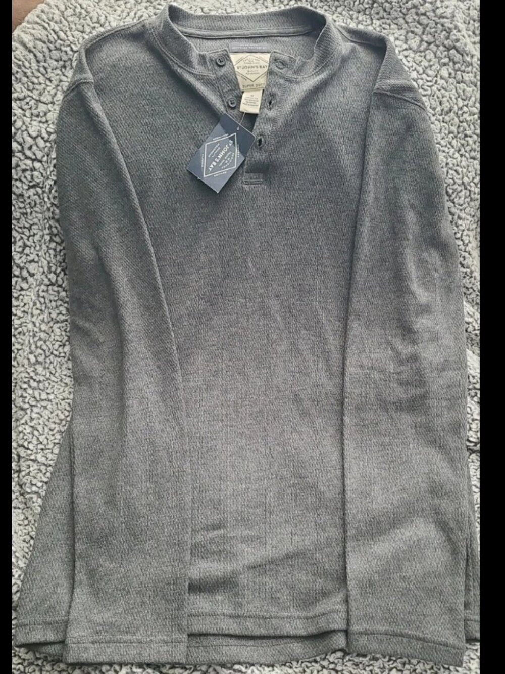 NWT St John's Bay Mens Super Soft Long Sleeve Thermal Shirt Size M Charcoal Gray